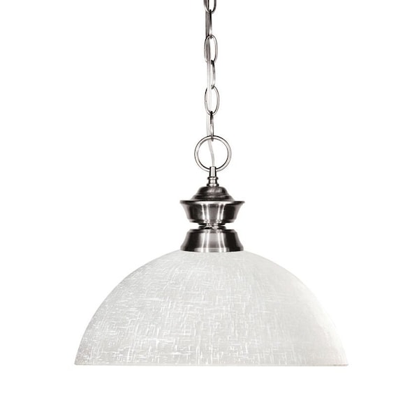 Z-Lite Shark 1 Light Pendant, Brushed Nickel & White Linen 100701BN-DWL14 - main